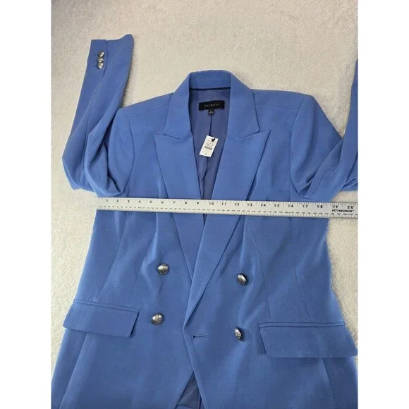 Talbots Blue Double Breasted Blazer Size 8 Silver Crest Buttons New With Tags - Picture 6 of 15